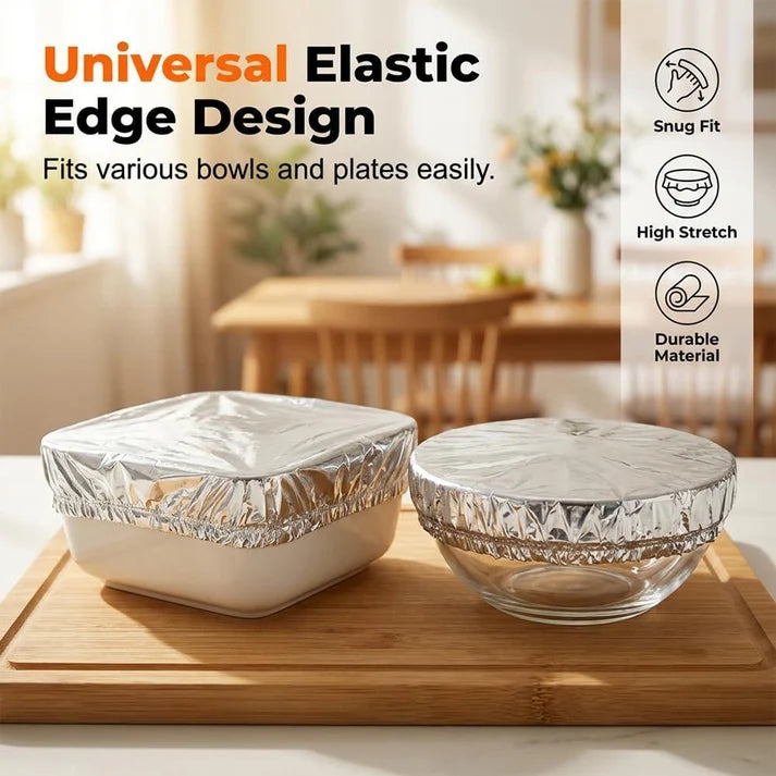 2 Packs (60 Pcs) Aluminum Foil Food Covers | Covers For Bowls & Dishes Storage For Kitchen