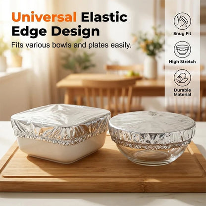 2 Packs (60 Pcs) Aluminum Foil Food Covers | Covers For Bowls & Dishes Storage For Kitchen