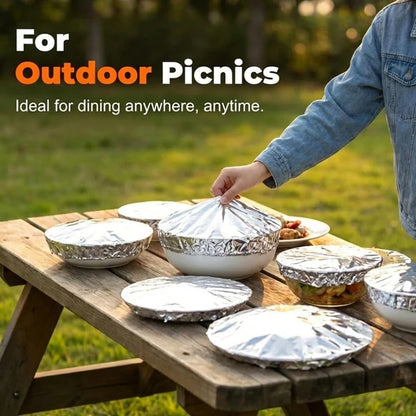 2 Packs (60 Pcs) Aluminum Foil Food Covers | Covers For Bowls & Dishes Storage For Kitchen