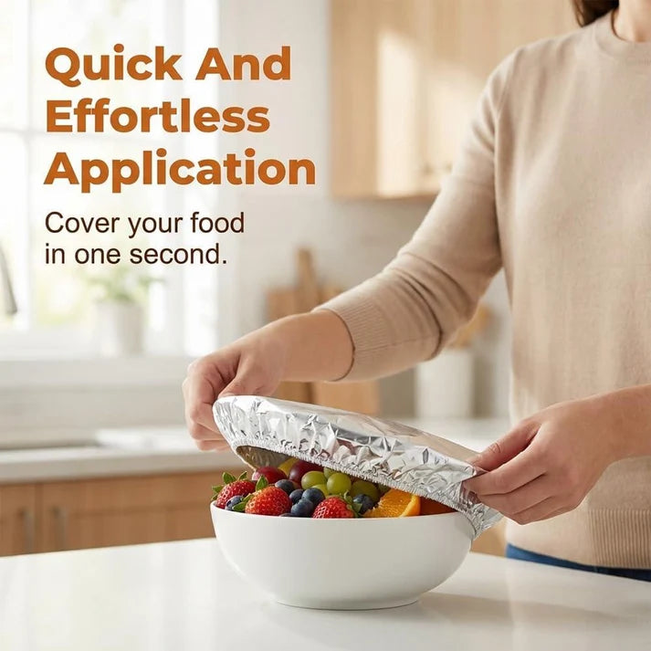 2 Packs (60 Pcs) Aluminum Foil Food Covers | Covers For Bowls & Dishes Storage For Kitchen