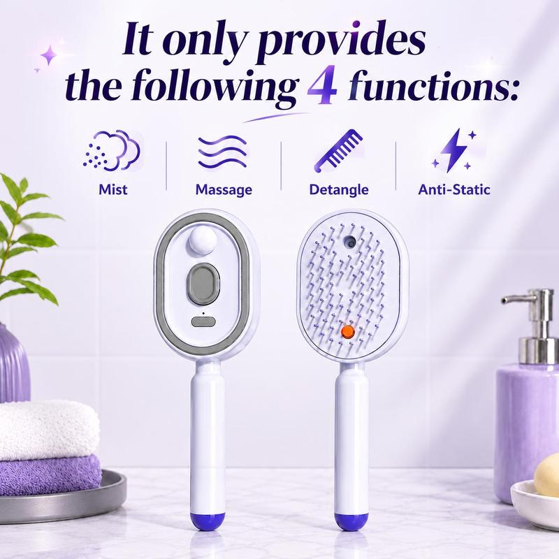 Electric Spray Air Cushion Massage Comb with Self-Cleaning, Anti-Tangle, Anti-Static