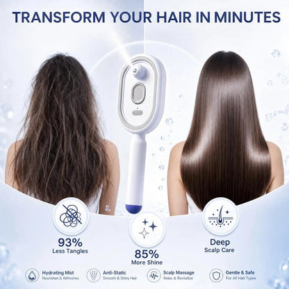 Electric Spray Air Cushion Massage Comb with Self-Cleaning, Anti-Tangle, Anti-Static