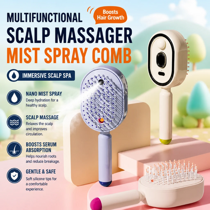Electric Spray Air Cushion Massage Comb with Self-Cleaning, Anti-Tangle, Anti-Static